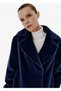 Relax Fit Double-Breasted Navy Blue Alpaca Coat - 3