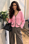 Women's V-Neck Cardigan with Button Accessories - 3
