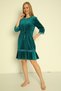 Women's Cotton Velvet Zipper Pocket Lace Long Sleeve Dress 3823 - 6
