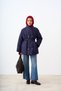Women's Snap Detail Tied Quilted Coat Navy Blue - 3