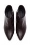 Velar women's brown leather pointed-toe low block heel side-zip ankle boots - 4 cm heel - 3