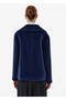 Relax Fit Double-Breasted Navy Blue Alpaca Coat - 5