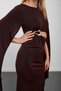 Brown Low-Cut Bat Sleeve Long Dress - 6
