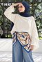 Chain Buckle Modern Pattern Gray-Blue Soft Foulard Scarf 90X90 cm