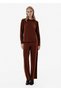 Rib Detail Round Neck Brown Cashmere Knitwear - 2