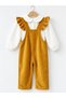 Velvet Ruffled Baby Girl Salopet Set - 6