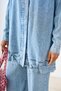 Women's Shirt Collar Buttoned Denim Suit Light Blue - 6