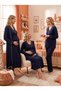 New Season Navy Blue Ribbed Buttoned Design with Breastfeeding Feature Long Sleeve 100% Cotton Maternity Nightgown Pajama Set - 3