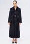 Intermediate Length Exclusive Plush Coat with Patent Leather Belt Accessories Black 3182