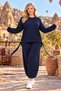 Plus Size Women's Side Tie Detailed Relaxed Fit Blouse and Pants Two-Piece Set - 6