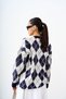 Women's Baklava Pattern Knitwear Tunic Navy Blue - 5
