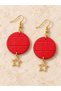 Estella Star Detailed Red Leather Earrings - 3