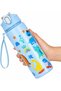 Cartoon Dinosaur Pattern Plastic Water Bottle with Straw 680ml