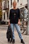 Black Boat Neck 3/4 Sleeve Thin Collar Casual Basic Knitwear Sweater 67 64 - 4