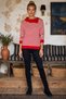 Red Asymmetrical Collar Long Sleeve Striped Ribbed Hem Casual Knitwear Sweater 60 58 - 3