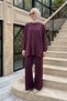 Button Detailed Tunic and Trousers Knitwear Set 706 Claret Red - 4