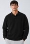 Men's Polo Collar Buttoned Knitwear Navy Blue Sweater