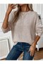 Women's Long Sleeve Crew Neck Off-Shoulder Stripe Detailed Knitwear Sweater - 2