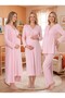 New Season Pink Ribbed Buttoned Design with Breastfeeding Feature Long Sleeve 100% Cotton Maternity Nightgown Pajama Set - 3