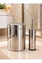 Chrome Bathroom Set Trash Can and Toilet Brush Luxury Bathroom Accessory Set