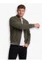 Khaki Color Stand Collar Seasonal Men's Bomber Jacket - 3
