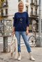 Navy Blue Boat Neck 3/4 Sleeve Thin Collar Casual Basic Knitwear Sweater 67 64 - 3