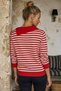 Red Asymmetrical Collar Long Sleeve Striped Ribbed Hem Casual Knitwear Sweater 60 58 - 8