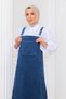 Women's Long Denim Dress and Shirt with Straps - 2