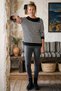 Black Asymmetrical Collar Long Sleeve Striped Ribbed Hem Casual Knitwear Sweater 60 58 - 5