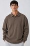 Men's Polo Collar Buttoned Knitwear Brown Sweater