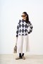 Women's Baklava Pattern Knitwear Tunic Navy Blue - 3