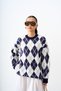 Women's Baklava Pattern Knitwear Tunic Navy Blue - 2
