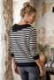 Black Asymmetrical Collar Long Sleeve Striped Ribbed Hem Casual Knitwear Sweater 60 58 - 8
