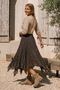Brown Lined Washable Fringed Cut Elastic Casual Cotton Woven Skirt 80 60 - 7