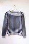 Gray Melange Asymmetric Collar Long Sleeve Striped Ribbed Hem Casual Knitwear Sweater 60 58 - 2