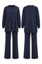Shoulder and Skirt Band Zipper Detailed Trouser Suit 923 Navy Blue - 4