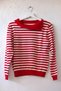 Red Asymmetrical Collar Long Sleeve Striped Ribbed Hem Casual Knitwear Sweater 60 58 - 2