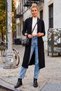 Black Kimono Collar Long Sleeve Pocket Casual Cotton Long Knitted Cardigan 118 64 - 6