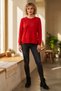 Red Round Neck Long Sleeve Stoned Slit Casual Knit Sweater 60 58 - 5