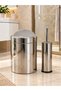 Chrome Bathroom Set Trash Can and Toilet Brush Luxury Bathroom Accessory Set - 2