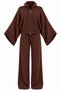 Women's Brown Batwing Sleeve Detailed Cardigan Trousers Knitwear Set