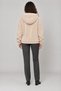 Women's Beige Oversize Hooded Plush Sweatshirt with Pockets - 5