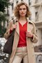 Red V-Neck Long-Sleeved Ribbed Collar with Buckle and Glitter Casual Knitwear Sweater 62 59 - 4