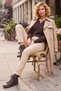 Brown V-Neck Long-Sleeved Ribbed Collar with Buckle and Glitter Casual Knitwear Sweater 62 59 - 6