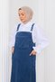 Women's Long Denim Dress and Shirt with Straps - 3