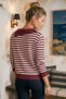 Burgundy Asymmetrical Collar Long Sleeve Striped Ribbed Hem Casual Knitwear Sweater 60 58 - 8