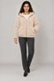 Women's Beige Oversize Hooded Plush Sweatshirt with Pockets - 4