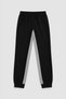 Women's Hooded Black Tracksuit Set with Gray Stripe Detail - 4