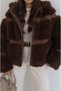 Brown Leather Detailed Teddy Coat - 5