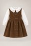 Girl's Brown Velvet Gilet Dress and Ecru Baby Collar Blouse 2-Piece Set - 4